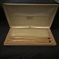 Cross 2-Piece Pen  Pencil Set with Pouch and Hard Case - 10k Gold Plated
