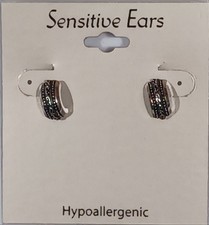 Sensitive Ears Semi Circle Earrings, Hypoallergenic, New, open scroll pattern