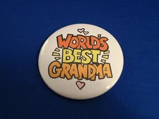 WORLD'S BEST GRANDMA BUTTON  pin pinback 2 1/4" badge NEW! large grandmother BIG