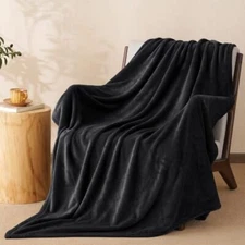  Ultra Soft Fleece Throw Blanket, No Shed No Pilling Throw(50" x 60") Black