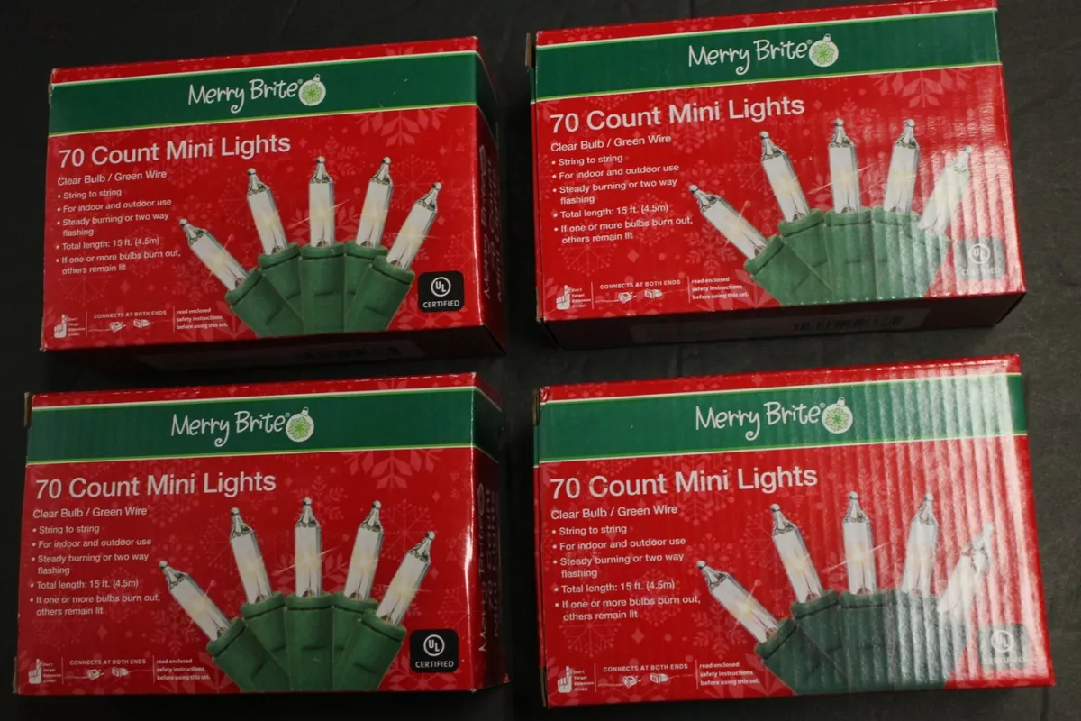 4 Boxes 70 Mini Lights Merry Brite Christmas Tree Clear Bulbs