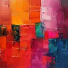 Abstract Expressionism Oil Paint Luxury Canvas Wall Art Picture Print Colourful
