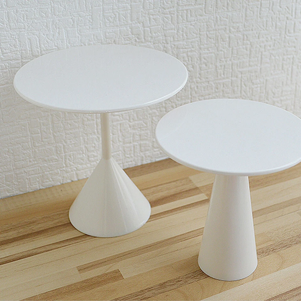 2PC Table Dollhouse 1:6 Scale MiniatureWhite Round Modern Furniture Accessory - Image 2 of 4