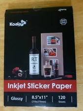 Koala Sticker Paper for Inkjet 120 Sheet 8.5x11 Glossy Sticker Photo Paper Label