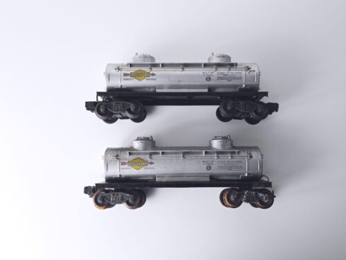Lot of 2 - Lionel O Gauge - Sunoco Tank Cars #6465 - No Box - Worn - Picture 1 of 14