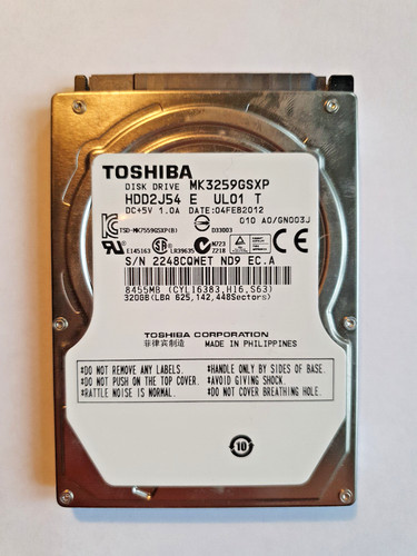 HDD2J54 - Toshiba 320GB 5400RPM SATA 3Gb/s 8MB Cache 2.5-Inch Hard Drive