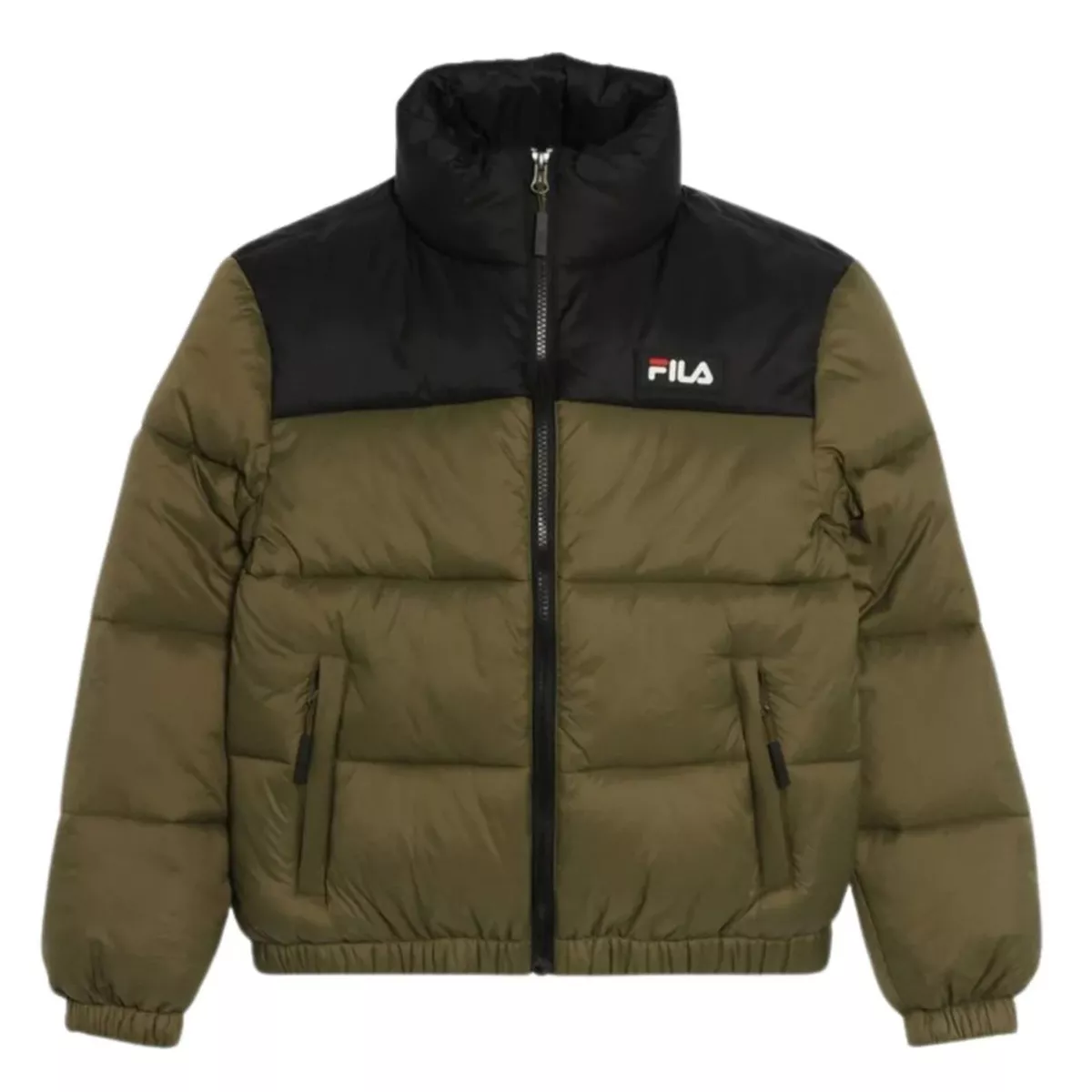FILA Piumino bambino ragazzo bicolor nero verde militare zip 10 12