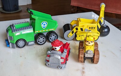 Paw Patrol Spin Master Lot Of Vehicles Recycling Steam Roller Marshall  Rubble - Main Image