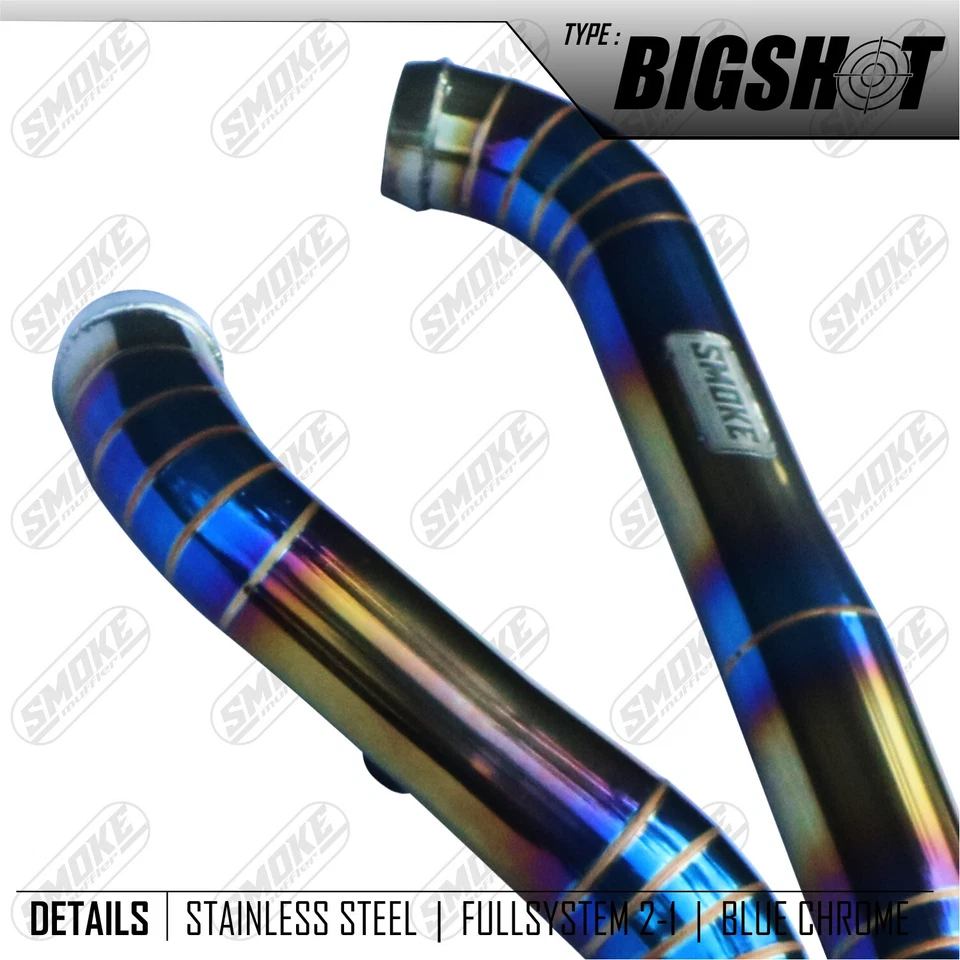 Escape apto para Harley Davidson FAT BOB 2018-2024 sistema completo color azul acero inoxidable Foto 3 de 4