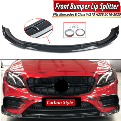 Carbon Look Front Bumper Lip For Mercedes E-Class W213 C238 Sport 2016-2020