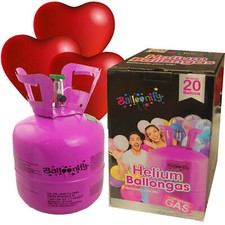 Bottiglia di elio incl. 6 palloncini in lattice cuore bottiglia per un massimo di 20 palloncini (0,14 m³)