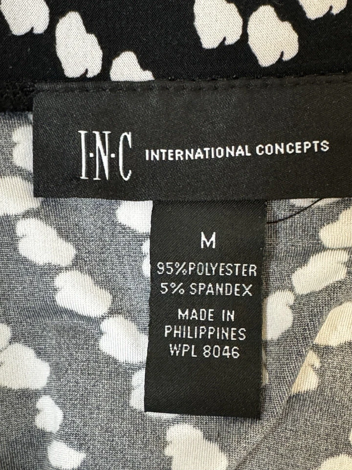 Falda Completa INC International Concepts Negra Blanca Talla M Abstracta Lunares Tribal Foto 3 de 4