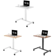 Pneumatic Office Laptop Desk Rolling Adjustable Table Cart Computer Mobile Stand