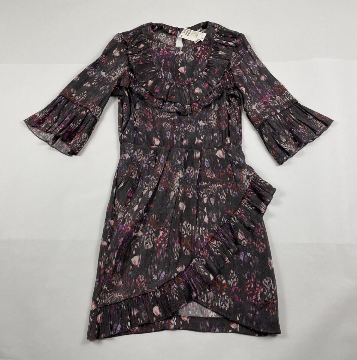 h&m floral bodycon dress Women's Size 6 Ruffle 3/4 Sleeve Back Slit #906 group-CMOB042PUS ZARA NWT WOMAN SS25 Trouser Inseam:W38 L34