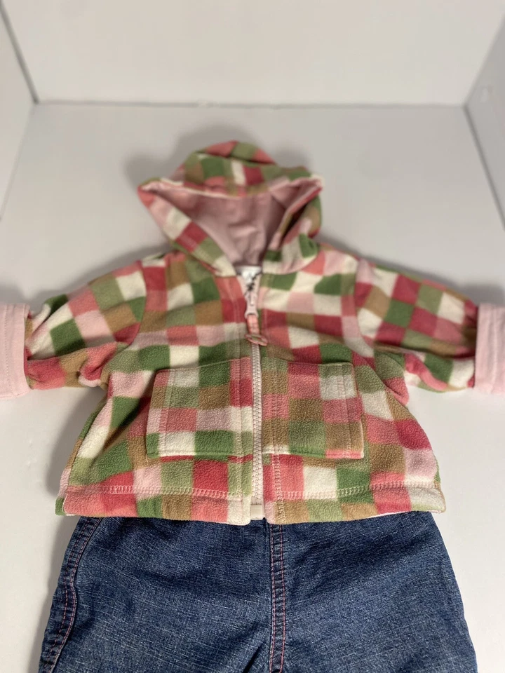 The Children’s Place Girls Sz3-6M Lined Fleece Hooded Jacket W/ Lined Jeans - Image 2 of 4