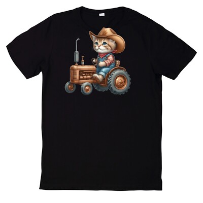 Cute Animal On Tractor Motif T-Shirt
