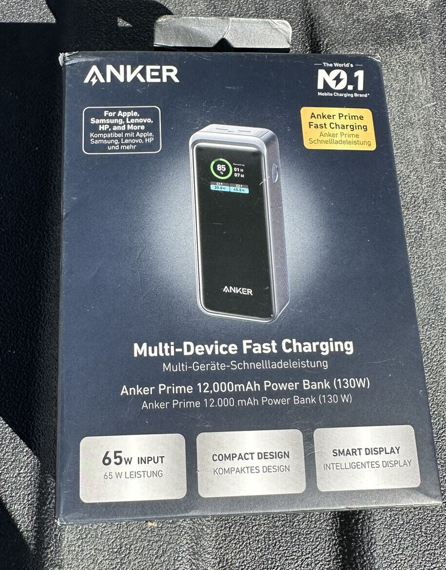 Anker Prime Power Bank 12000mah 130W USB-C Portable Charger 3-Ports Battery  Pack 194644130893