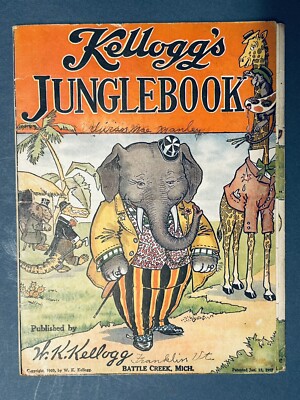 1909 Kellogg's Children s Mechanical Jungle Book Vivian Manley Franklin Vermont