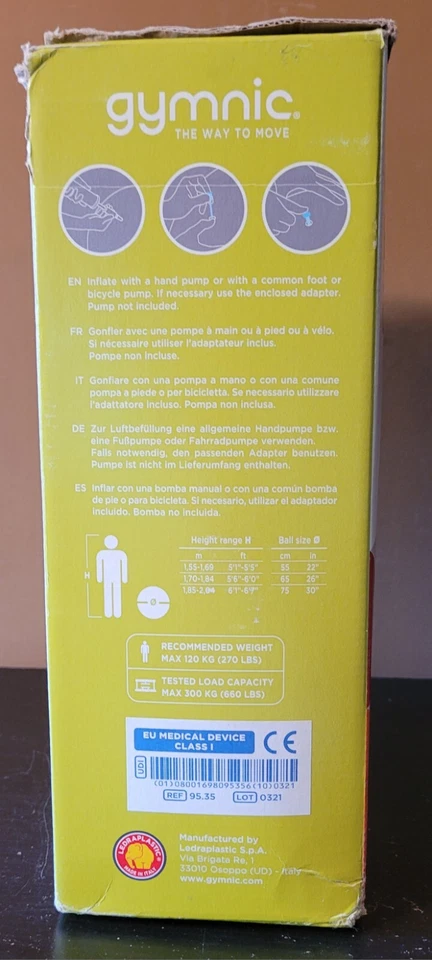 GYMNIC ARTE 22 IN. BURST RESISTANT MULTICOLOR EXERCISE BALL - NEW IN BOX - Image 3 of 4