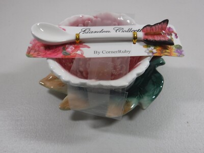 Garden Collection By CornerRuby 3 Piece Tea Cup Saucer Spoon With Butterfly