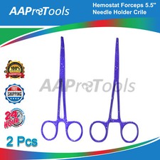2X HEMOSTAT Forceps 5.5'' Purple Dots STR CVD Crile Locking Clamps For BOYS USE