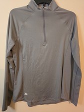 Adidas Pullover Womens MED Gray 1/4 Zip Mock Neck Long Sleeve Athletic Top--EUC