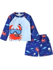 Toddler Two Piece Swimsuit Set Crab Rash Guard Size 3-4T