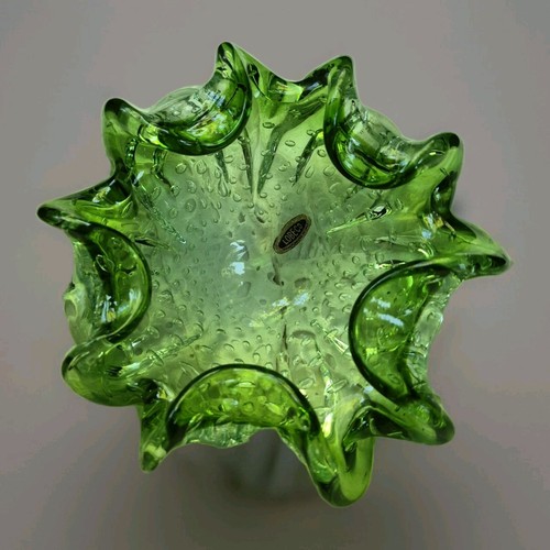 Venezianische Murano Kunstglas gekräuselte Schale, Blattgold & Silber & kontrollierte Blase - Bild 2 von 5
