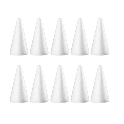 10Pcs Durable White Foam Children Cone Craft DIY Ornaments for Home Decor