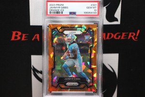 2023 Panini Prizm - Rookies Jahmyr Gibbs #331 Orange Ice Prizm (RC) PSA 10