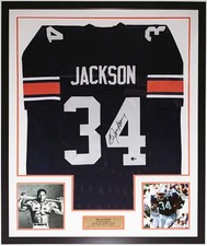 Bo Jackson Autographed Auburn Jersey Beckett BAS COA Framed Bo Knows Photo Plate