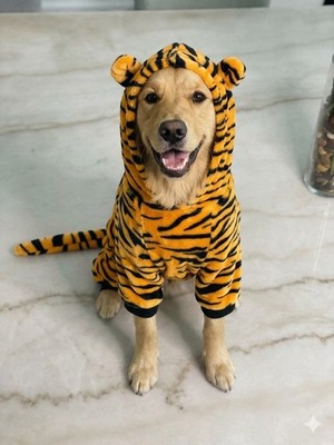 InnoPet Tiger Dog Costume Fleece Pajamas Jumpsuit Hoodie Size 2XL Orange Black