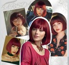 NIP BARSDAR Short Red Bob Wigs - Short Bob Red Wig W/bangs $19.99 — photo 4