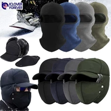 Men Winter Flap Trapper Hat with Face Mask / Balaclava Fleece Thermal Warm Cap