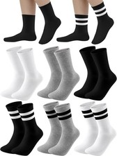 Cooraby 6 Pairs Unisex Kids Crew Socks Boys Girls Athletic Socks with Retro Stri