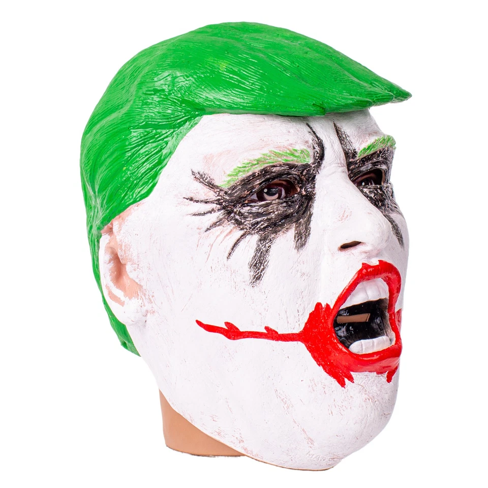 Humorous Political Joker President Trump Over Head Mask, White Green, One Size - Image 3 of 4