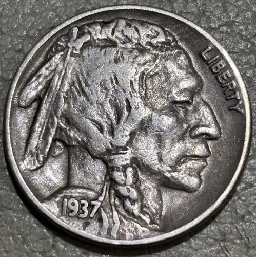 1937d 3-legged Buffalo nickel, nice VF/XF details coin, light reverse scratches