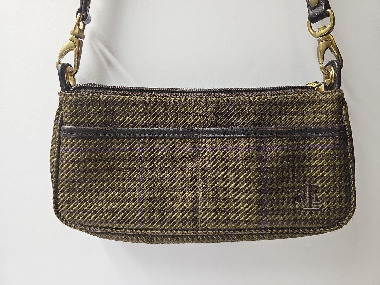 Ralph Lauren Brown Houndstooth  Shoulder Bag