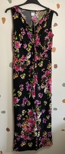 Kim & Co Black Multi Floral Maxi Dress, Sleeveless V Neck - Size Medium 