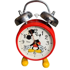 Disney Mickey Mouse Red Retro Twin Bell Alarm Clock *Parts only, does not work*