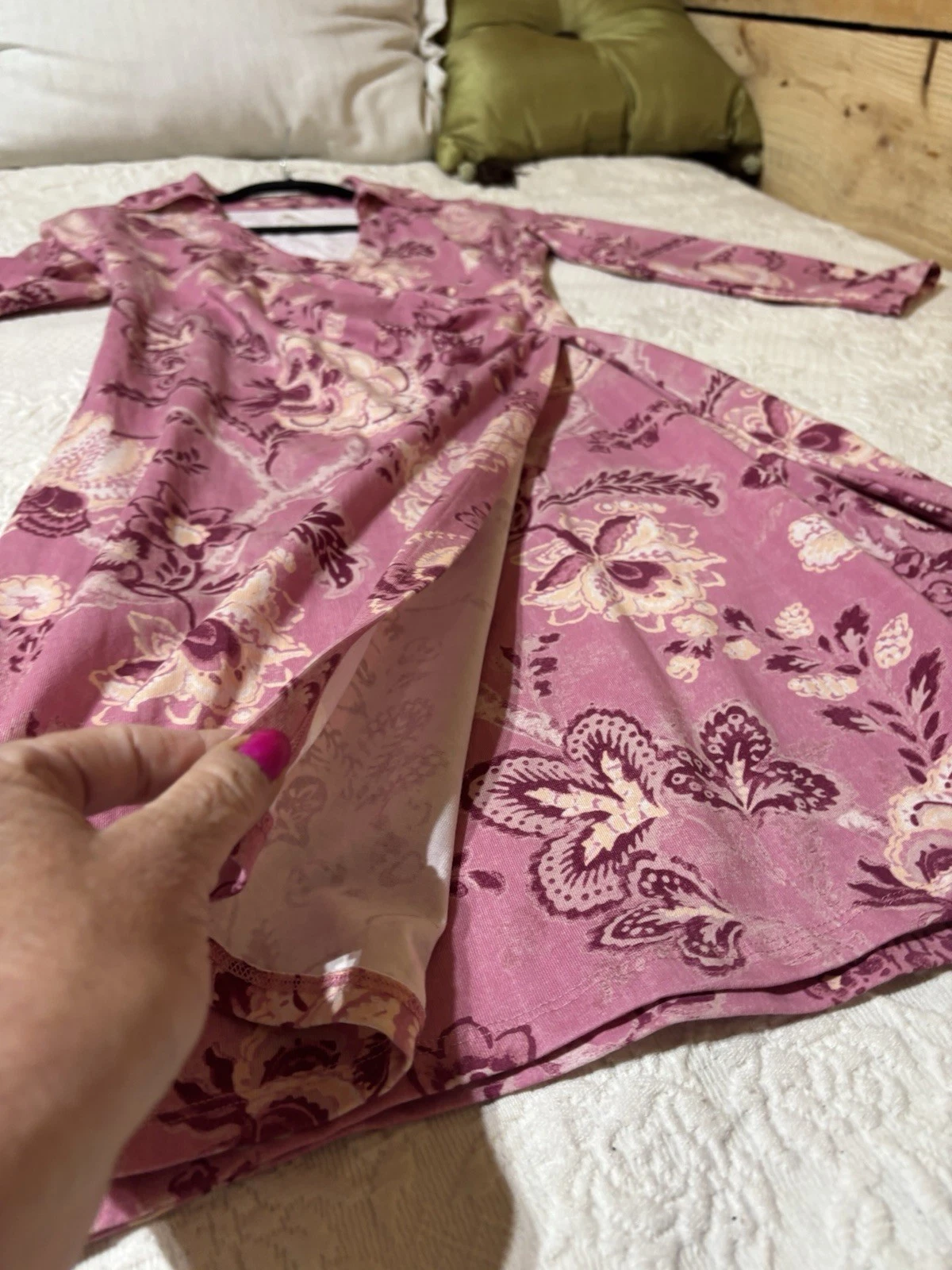 VETEMENTS Abito Spartina 449 Christine avvolgente manica 3 4 XS increspato malva floreale