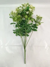 Artificial Green Wax Flower 21" Decorative Floral Bush Queen Anne's Lace