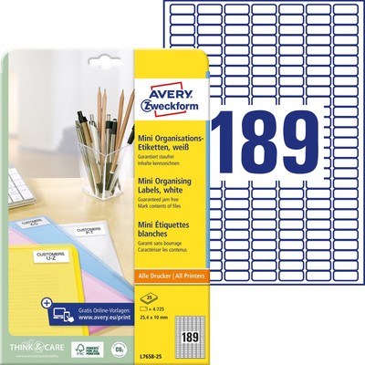 Avery Zweckform Mini Labels 25.4x10 mm White