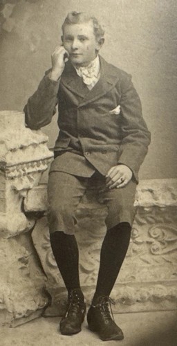 Antique Cabinet Card Photo Young Boy Suit Hair Fashion Pomona CA