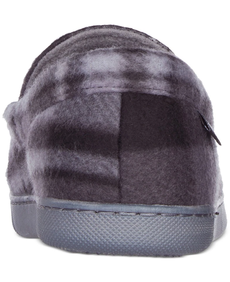 Zapatillas de mocasín Isotoner de vellón a cuadros Cameron para hombre, gris, 8-9 Foto 3 de 4