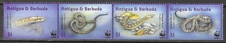 Antigua Barbuda 2002 WWF Wildlife Fauna Animals Tiere Dieren Reptile Snake set
