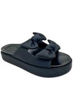 SHU SHOP Women's Kiki Bow Flatform Slide Sandal Black