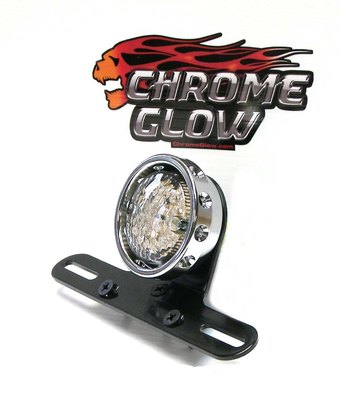 Sparto Custom Classic Retro LED Motorcycle Brake-Taillight w/ Tag Mount (Chrome)