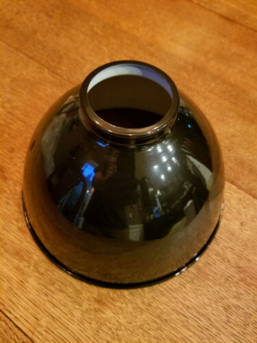 Black Porcelain Enamel Shade: 7" Industrial Dome, 2-1/4" fitter, Metal Lampshade - Picture 2 of 5