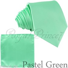Men's Pastel Green Neck tie and Pocket Square Hankie Set Formal Wedding 100DDD